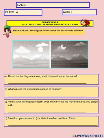Effects of the rotation of Earth on its axis