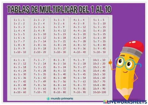 Repasa las tablas del 1 al 10