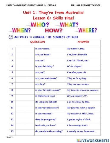 Family and Friends 5 - Unit 1 - Lesson 6