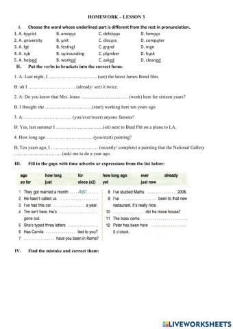 Past simple and present perfect tense