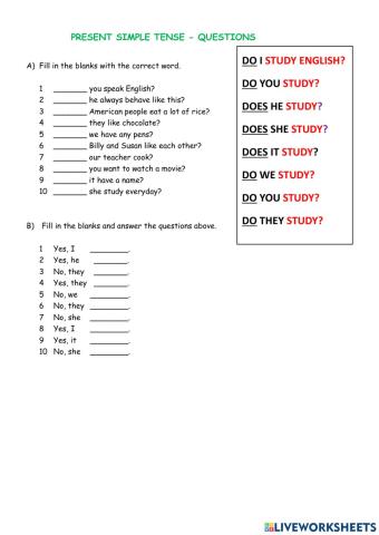 Present Simple Tense - Questions