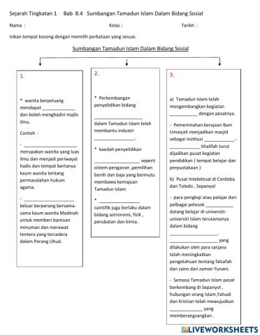 SEjarah T.1  Bab 8.4  Sumbangan Tamadun Islam Kepada Dunia ( sosial )