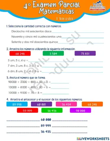 Parcial Matemáticas 4°