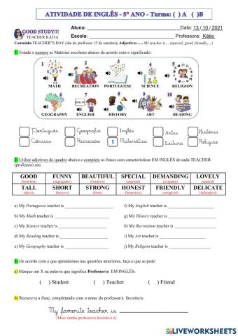 5° ANO - INGLÊS - TEACHERS DAY - 13-10-21