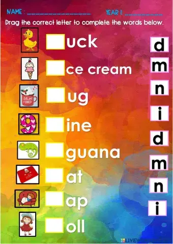 Phonics i, m, n, d