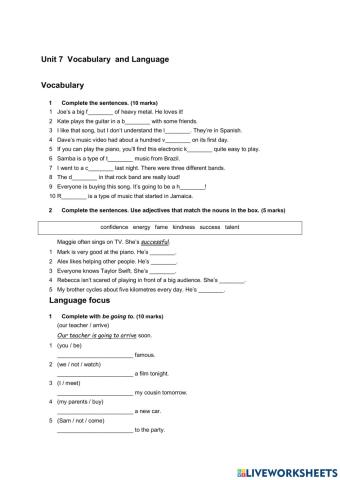 unit 7 english plus 2  voc and language