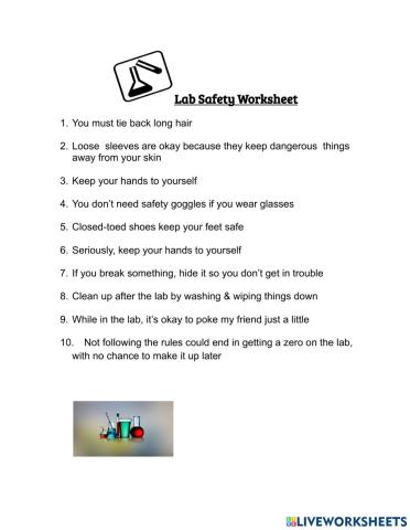 Lab safety worksheet