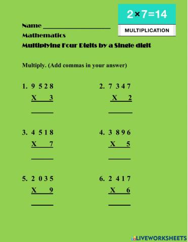 Multiplying Four Digits by a single digit