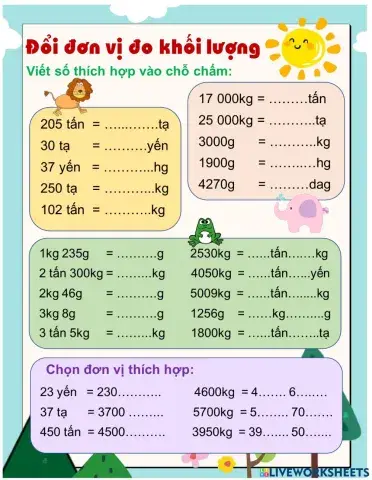 Đổi đơn vị đo khối lượng