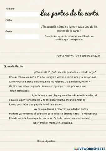 Las partes de la carta