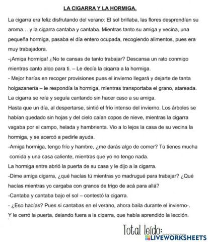 La Cigarra y La HOrmiga