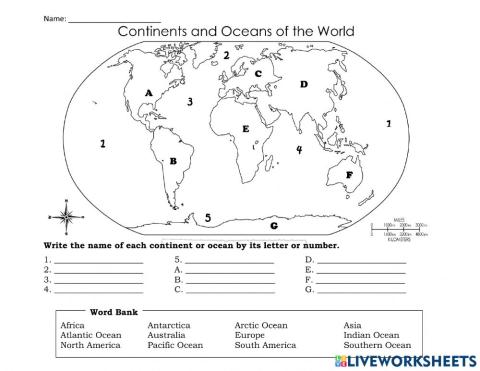 Continents and Oceans TEST-QUIZ