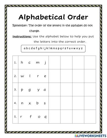 Alphabetical order