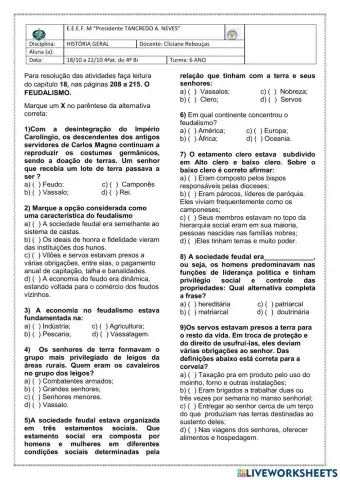 Feudalismo: Sociedade Feudal.