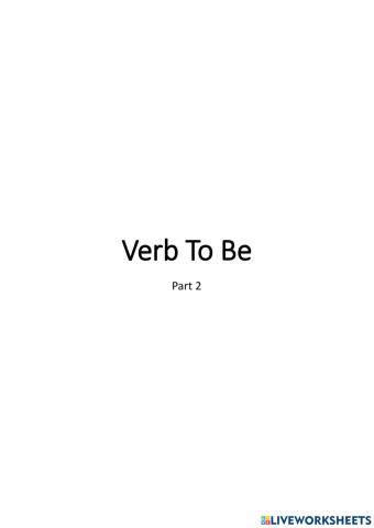 Verb To Be Part 2