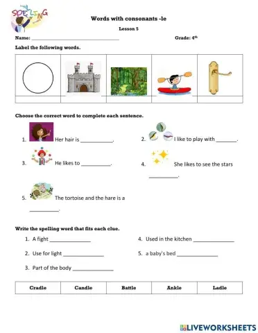 Words with consonants -le