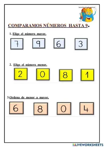 Comparación de números del 0 al 9