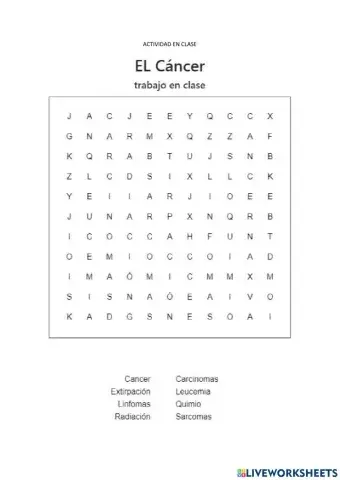 Sopa de letras el cancer