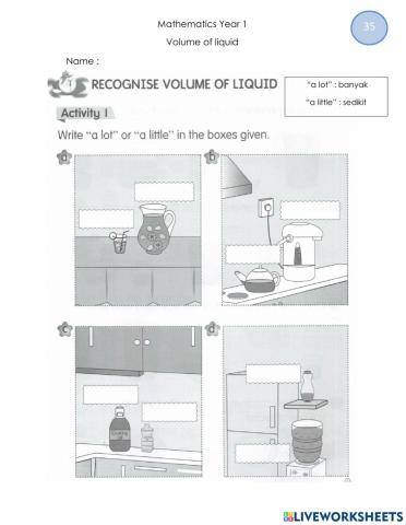 Recognise volume of liquid