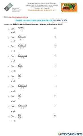 Límite de funciones racionales por factorización