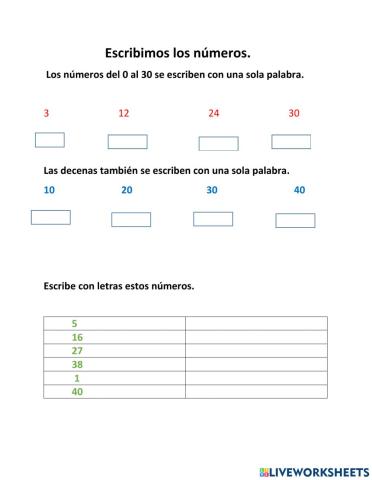 Números en palabras