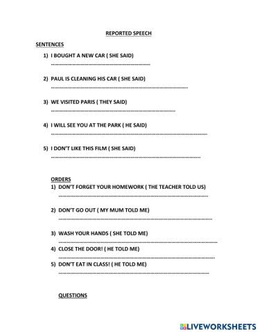 REPORTED SPEECH EASY