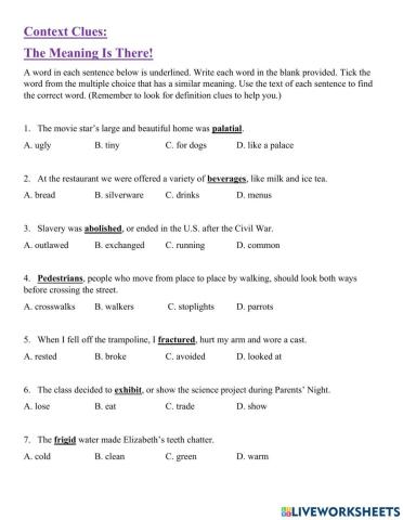 Context Clues: Definition Clue