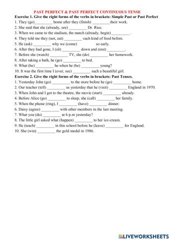 Past perfect & past perfect continuous tense