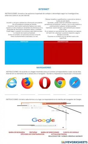 Navegores, interfaz, ventajas y desventajas de internet