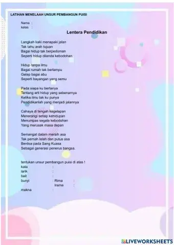 Latihan soal unsur puisi