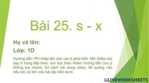 Bài 25: s - x