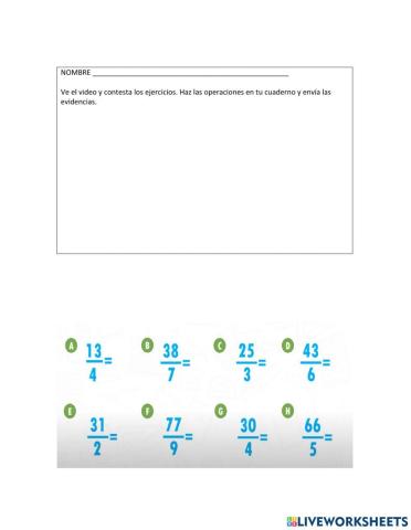 Fracciones impropias a mixtas
