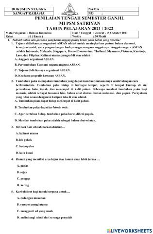 Pts b indonesia kls 6