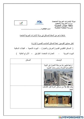 نشاط داعم عم انماط المنازل فى الإمارات