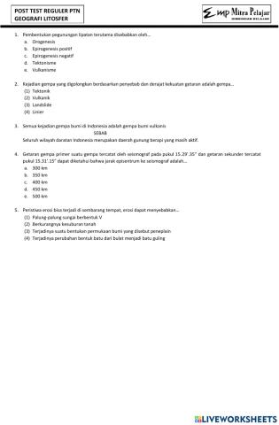 Post test geo litosfer