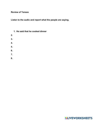 Review of Tenses Listening Activity