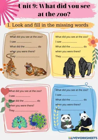 English 5: Unit 9 What did you see at the zoo?