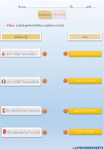ใบกิจกรรมที่ 9.2 ค้นว่าอะไรดี