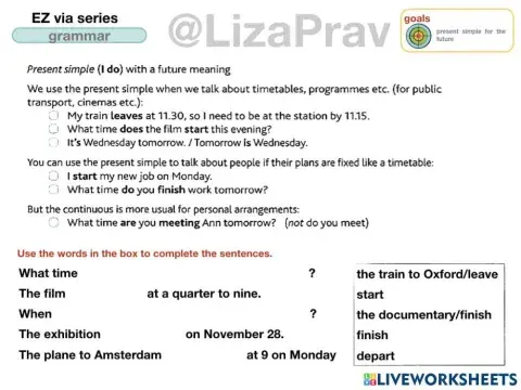 Present simple for the future