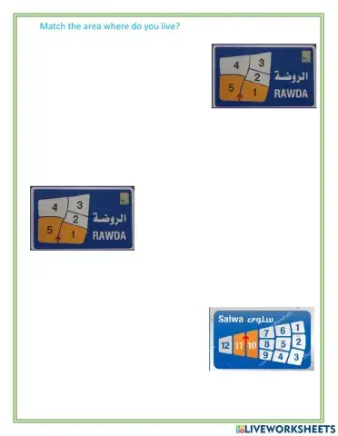 Match the area where do you live?