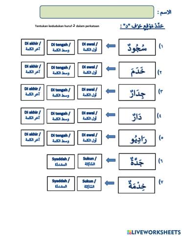 Latihan bahasa arab fokus huruf dal