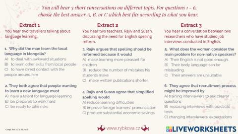Languages - 3 extracts (listening)