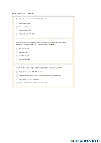 Gr 10 Transport in mammals