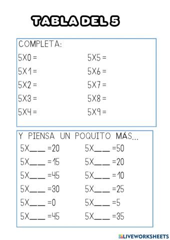 Tabla del 5
