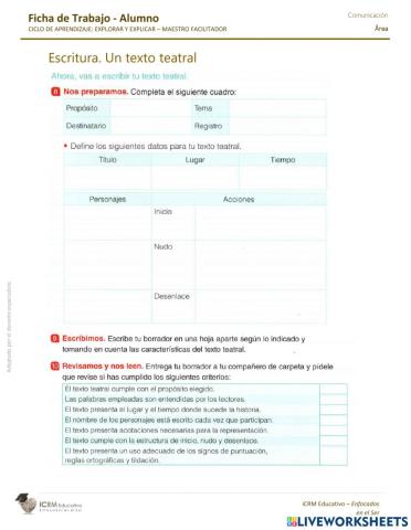 Escritura. Un texto teatral