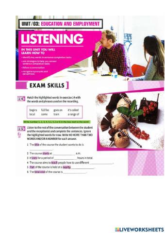 Unit 3. Listening. Exam skills