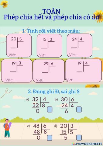 Toán: Phép chia hết và phép chia có dư