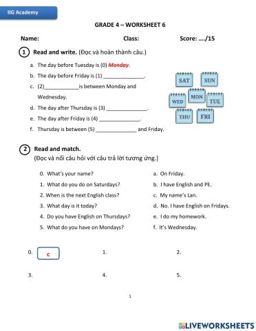 IIG-Grade 4-Worksheet 6