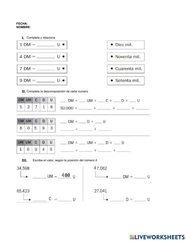 Números de cinco Cifras lectura y Escritura