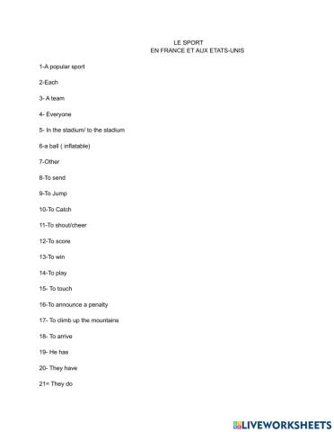 Les sports en France et aux Etats-Unis